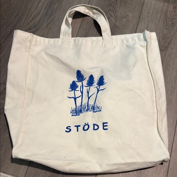 Stöde Canvas Tote Bag with Blue Design - Picture 1 of 4